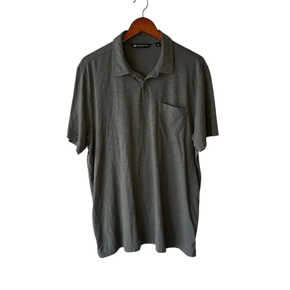 Mens Travis Mathew Cloud Polo Golf Shirt Dark Olive Size XL S/S